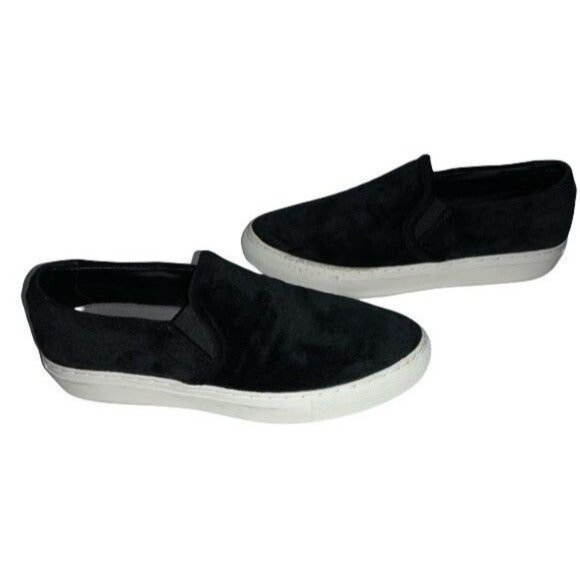Skechers Womens Black Suede Slip-On Sneakers With White Rubber Sole Size 8 - Picture 5 of 6